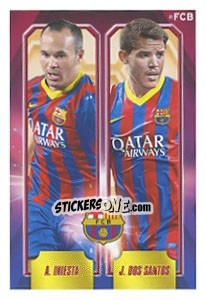 Figurina A. Iniesta / J. Dos Santos - Fc Barcelona 2013-2014 - Panini