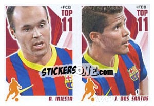 Sticker A. Iniesta / J. Dos Santos - Fc Barcelona 2013-2014 n. I - Panini