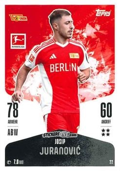 Cromo Josip Juranović - German Fussball Bundesliga 2024-2025. Match Attax
 n. 22 - Topps