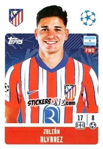 Sticker Julián Alvarez - UEFA Champions League 2024-2025
 n. 99 - Topps