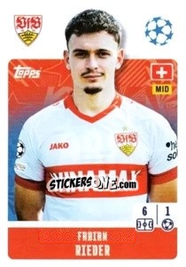 Sticker Fabian Rieder - UEFA Champions League 2024-2025
 n. 386 - Topps
