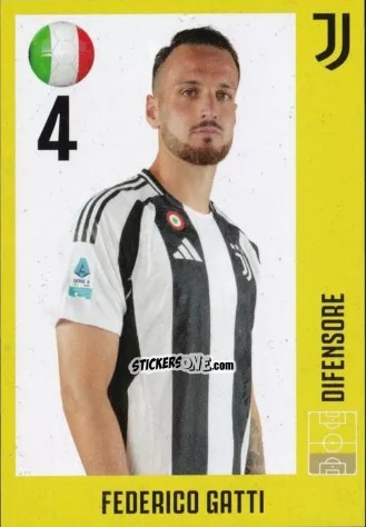 Figurina Federico Gatti - Juventus 2024-2025 n. 9 - Euro Publishing