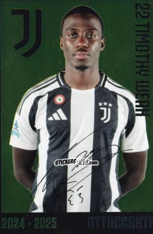 Cromo Timothy Weah - Juventus 2024-2025 n. J26 - Euro Publishing