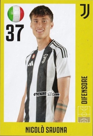 Cromo Nicolò Savona - Juventus 2024-2025 n. 14 - Euro Publishing