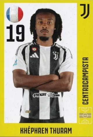 Sticker Khephren Thuram - Juventus 2024-2025 n. 21 - Euro Publishing