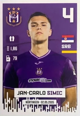 Cromo Jan-Carlo Simić - Belgian Pro League 2024-2025
 n. 5 - Panini