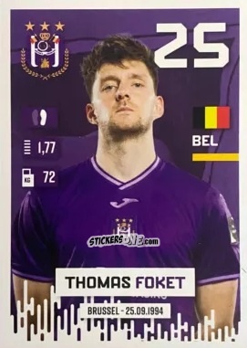 Sticker Thomas Foket - Belgian Pro League 2024-2025
 n. 8 - Panini