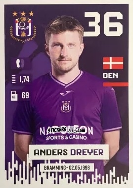 Sticker Anders Dreyer - Belgian Pro League 2024-2025
 n. 18 - Panini