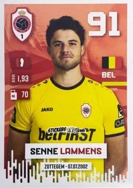 Sticker Senne Lammens - Belgian Pro League 2024-2025
 n. 29 - Panini
