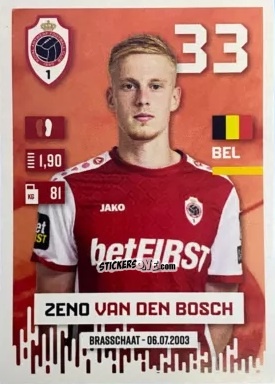 Sticker Zeno Van Den Bosch - Belgian Pro League 2024-2025
 n. 33 - Panini