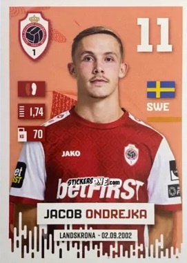 Figurina Jacob Ondrejka - Belgian Pro League 2024-2025
 n. 41 - Panini