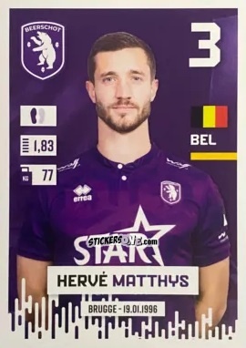 Sticker Hervé Matthys - Belgian Pro League 2024-2025
 n. 57 - Panini