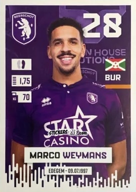 Sticker Marco Weymans - Belgian Pro League 2024-2025
 n. 62 - Panini