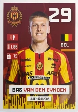 Sticker Bas Van Den Eynden - Belgian Pro League 2024-2025
 n. 272 - Panini