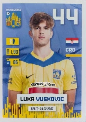 Sticker Luka Vušković - Belgian Pro League 2024-2025
 n. 396 - Panini