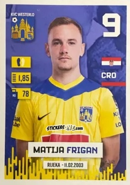 Sticker Matija Frigan - Belgian Pro League 2024-2025
 n. 409 - Panini