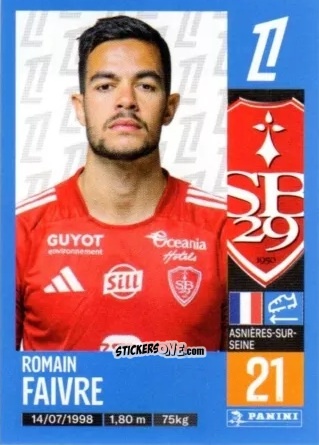 Sticker Romain Faivre - Foot 2024-2025
 n. 81 - Panini