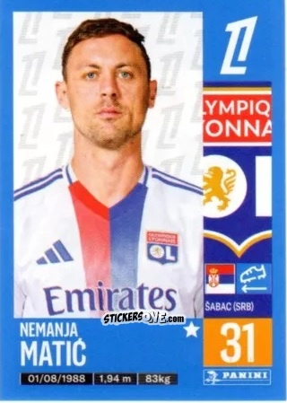 Cromo Nemanja Matić - Foot 2024-2025
 n. 192 - Panini