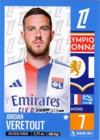 Figurina Jordan Veretout - Foot 2024-2025
 n. 195 - Panini