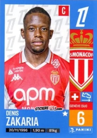 Cromo Denis Zakaria - Foot 2024-2025
 n. 255 - Panini