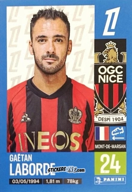 Sticker Gaëtan Laborde - Foot 2024-2025
 n. 346 - Panini
