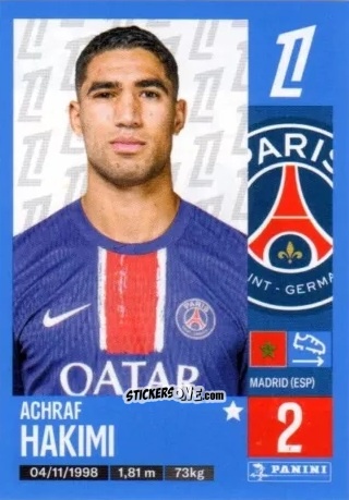 Cromo Achraf Hakimi - Foot 2024-2025
 n. 353 - Panini