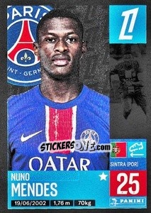 Sticker Nuno Mendes - Foot 2024-2025
 n. 357 - Panini