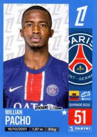 Sticker Willian Pacho - Foot 2024-2025
 n. 358 - Panini