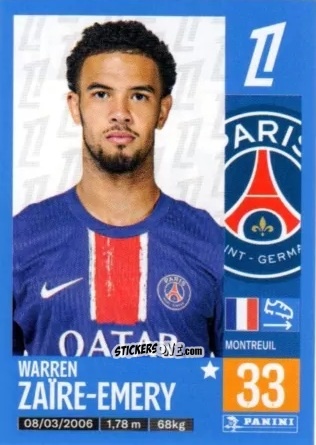 Sticker Warren Zaïre-Emery - Foot 2024-2025
 n. 366 - Panini