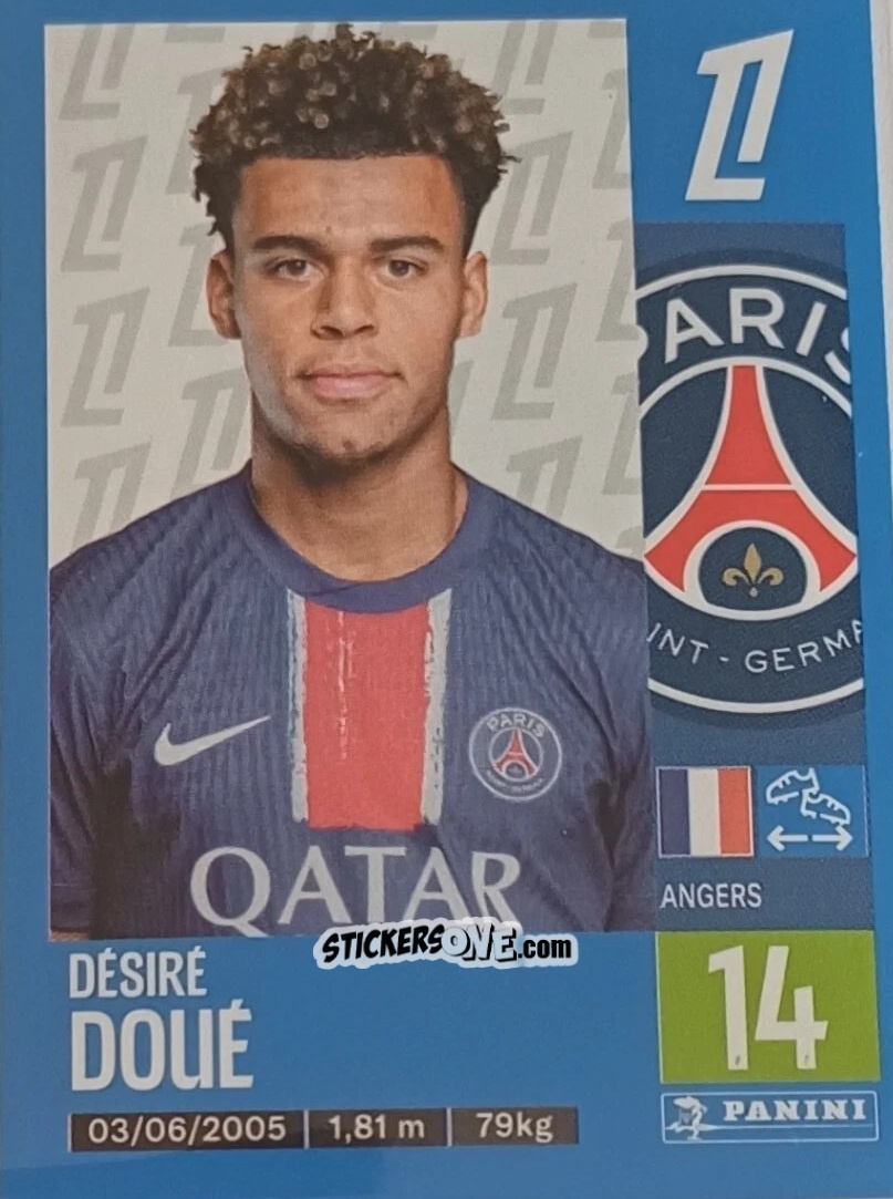 Figurina Désiré Doué - Foot 2024-2025
 n. 371 - Panini