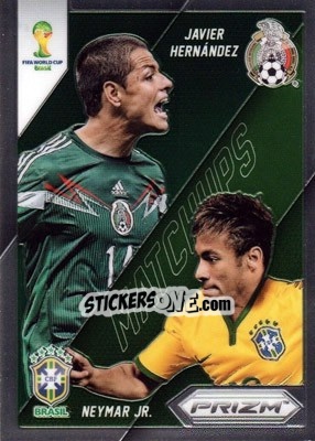 Sticker Javier Hernandez / Neymar Jr. - FIFA World Cup Brazil 2014. Prizm n. WCM-2 - Panini