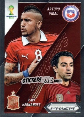 Sticker Arturo Vidal / Xavi Hernandez - FIFA World Cup Brazil 2014. Prizm n. WCM-3 - Panini
