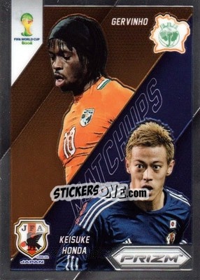Sticker Gervinho / Keisuke Honda - FIFA World Cup Brazil 2014. Prizm n. WCM-6 - Panini