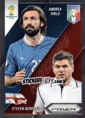 Sticker Andrea Pirlo / Steven Gerrard - FIFA World Cup Brazil 2014. Prizm - Panini