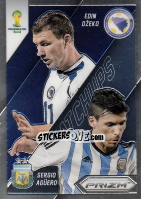 Sticker Edin Dzeko / Sergio Aguero - FIFA World Cup Brazil 2014. Prizm n. WCM-12 - Panini