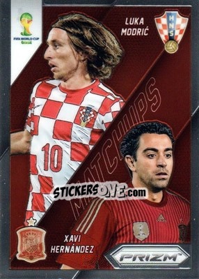 Figurina Luka Modric / Xavi Hernandez - FIFA World Cup Brazil 2014. Prizm - Panini