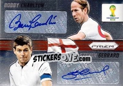 Sticker Bobby Charlton / Steven Gerrard - FIFA World Cup Brazil 2014. Prizm n. CS-BS - Panini
