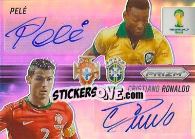 Figurina Cristiano Ronaldo / Pele - FIFA World Cup Brazil 2014. Prizm - Panini