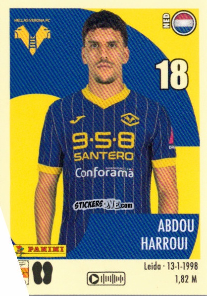Sticker Abdou Harroui - Calciatori 2024-2025 n. 206 - Panini
