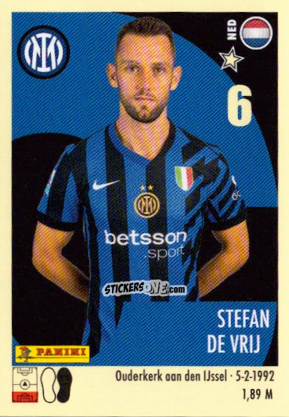 Sticker Stefan De Vrij - Calciatori 2024-2025 n. 226 - Panini
