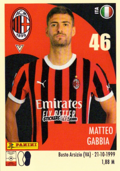 Sticker Matteo Gabbia - Calciatori 2024-2025 n. 331 - Panini