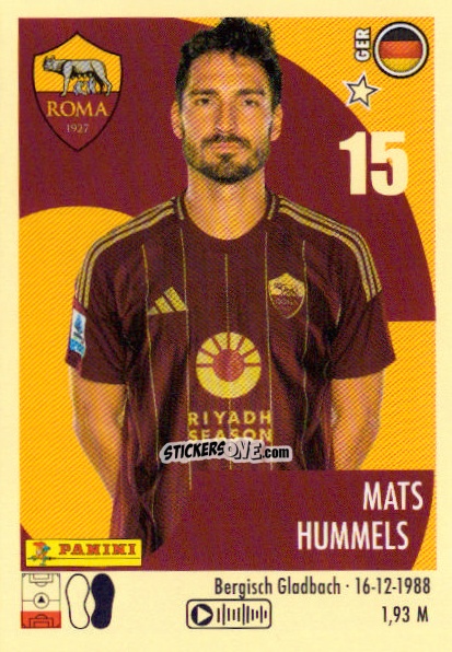 Sticker Mats Hummels - Calciatori 2024-2025 n. 439 - Panini