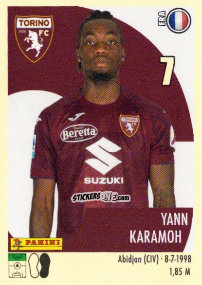 Sticker Yann Karamoh - Calciatori 2024-2025 n. 480 - Panini