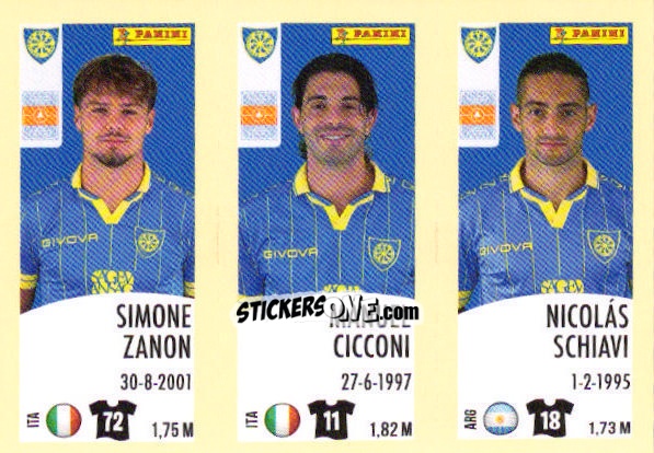 Sticker Simone Zanon / Manuel Cicconi / Nicolas Schiavi - Calciatori 2024-2025 n. 564 - Panini