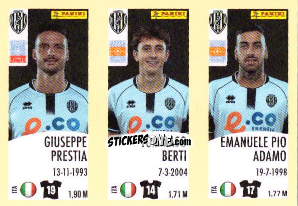 Sticker Giuseppe Prestia / Tommaso Berti / Emanuele Pio Adamo - Calciatori 2024-2025 n. 577 - Panini