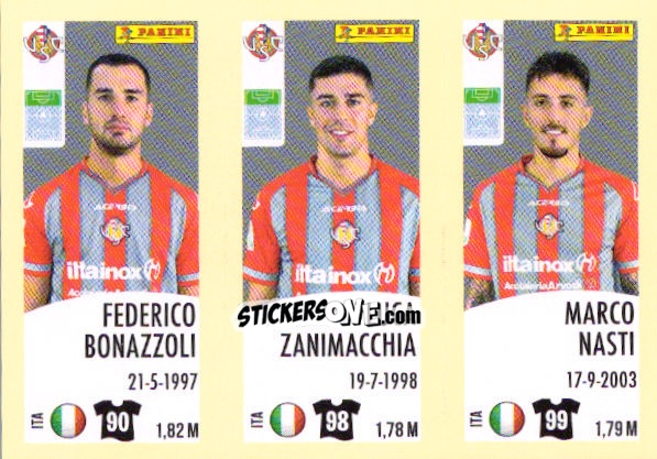 Sticker Federico Bonazzoli / Luca Zanimacchia / Marco Nasti - Calciatori 2024-2025 n. 598 - Panini