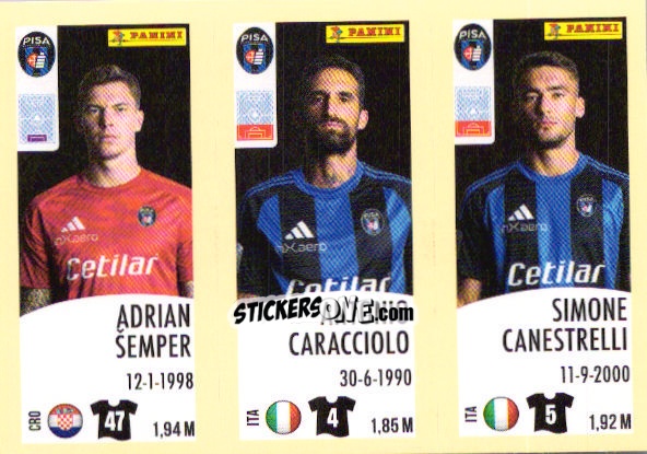 Sticker Adrian Šemper / Antonio Caracciolo / Simone Canestrelli - Calciatori 2024-2025 n. 633 - Panini