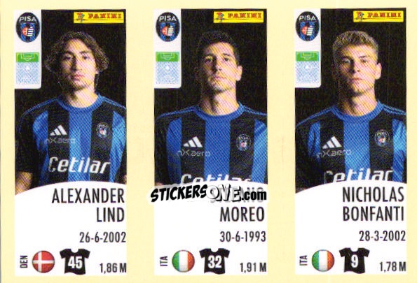 Sticker Alexander Lind / Stefano Moreo / Nicholas Bonfanti - Calciatori 2024-2025 n. 637 - Panini