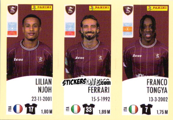 Sticker Lilian Njoh / Gian Marco Ferrari / Franco Tongya - Calciatori 2024-2025 n. 647 - Panini