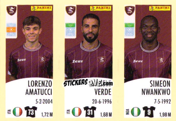 Sticker Lorenzo Amatucci / Daniele Verde / Simeon Nwanko - Calciatori 2024-2025 n. 649 - Panini